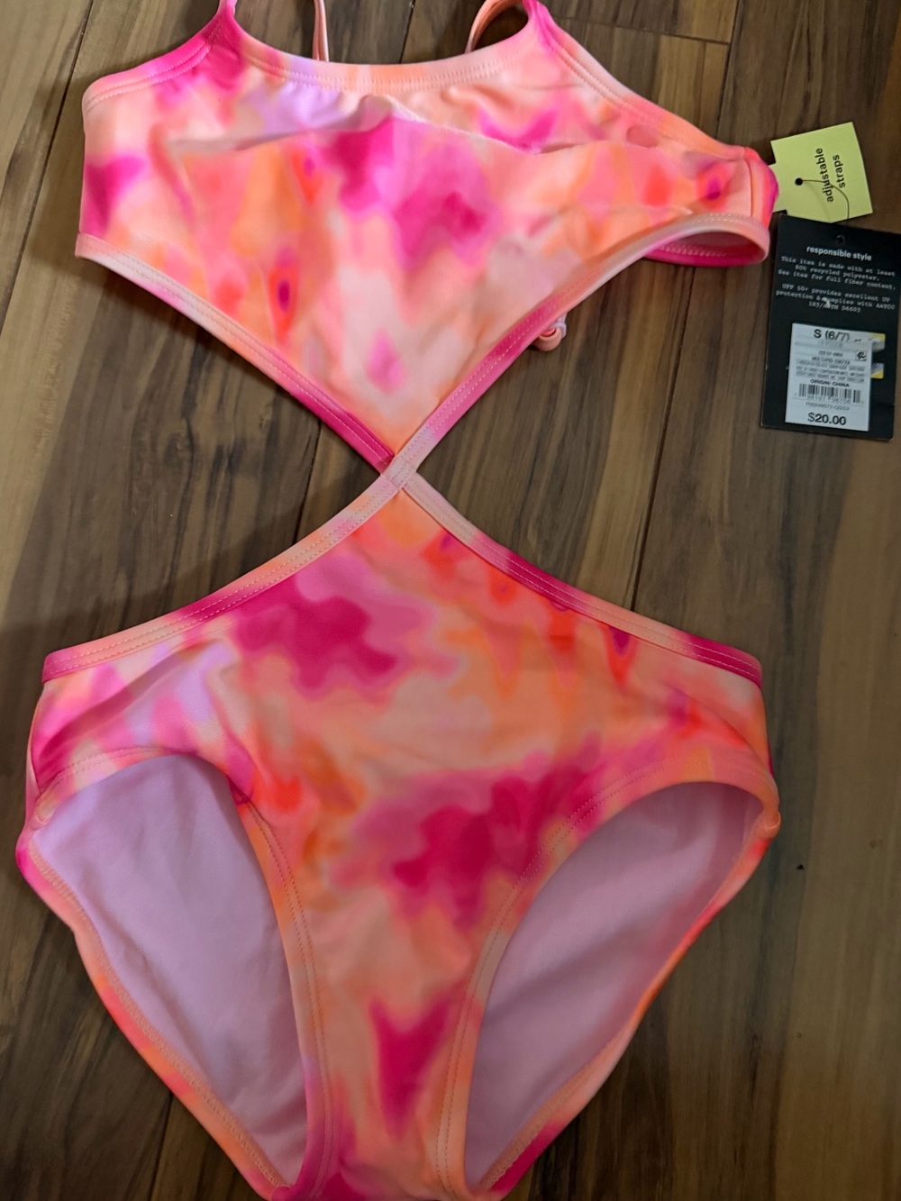 Target Girls Neon Pink & Orange Tie-Dye One-Piece Swimsuit